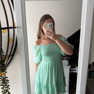 Mint Green Puff Sleeve Dress